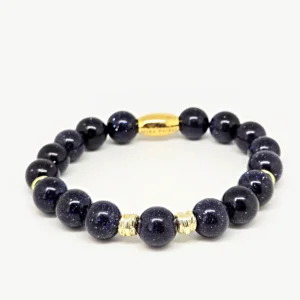 Blue goldstone gemstone bracelet by Mika, Tbilisi