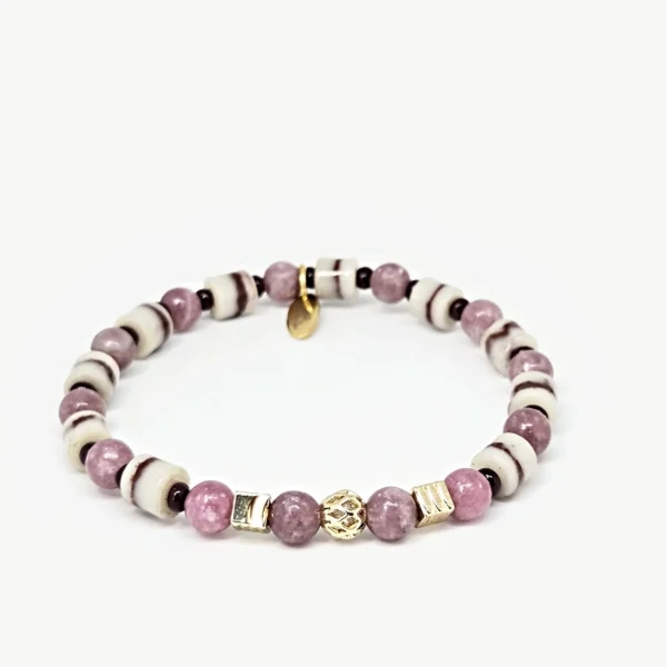 Lepidolite and Zebra Jasper circle bracelet by Mika Parker - view 1