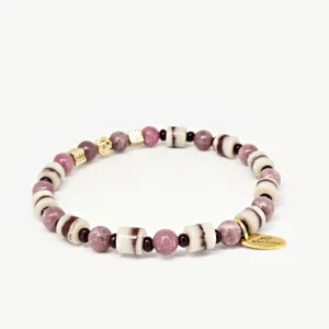 Lepidolite and Zebra Jasper circle bracelet by Mika Parker - view 2