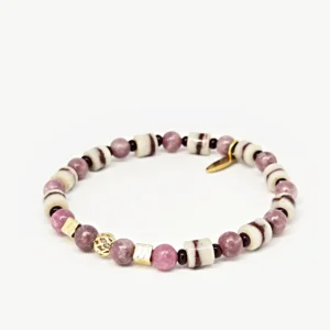 Lepidolite and Zebra Jasper circle bracelet by Mika Parker - view 3
