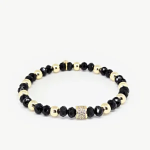 Rondelle Black Beads & Golden Bead with Crystal