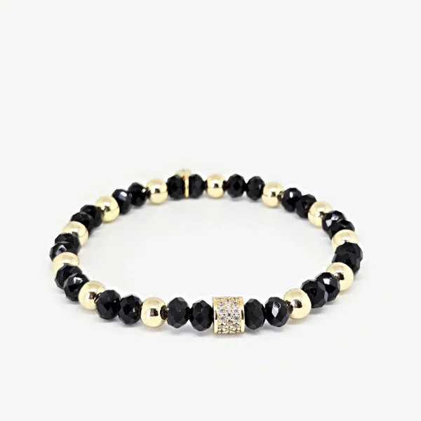 Rondelle Black Beads & Golden Bead with Crystal