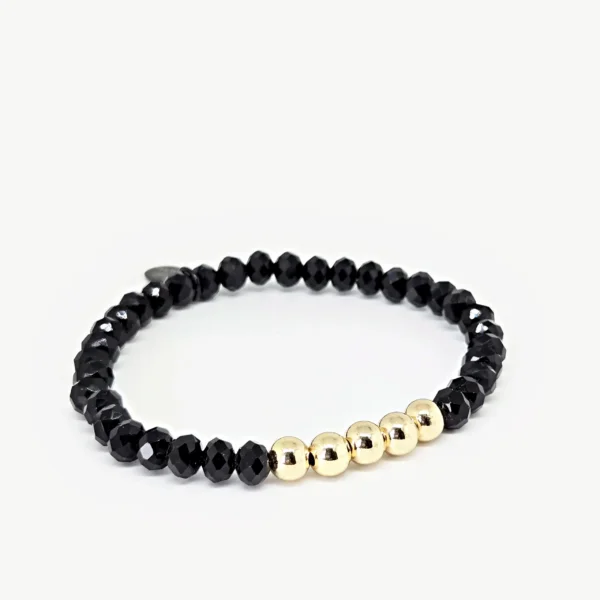 Rondelle Black & Gold Beads Bracelet