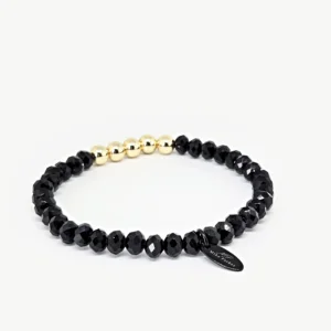 Rondelle Black & Gold Beads Bracelet