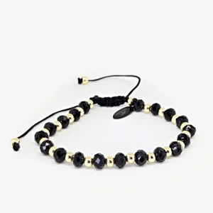 Rondelle Black & Gold Beads Adjustable Bracelet