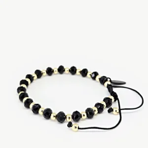 Rondelle Black & Gold Beads Adjustable Bracelet