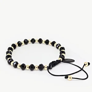 Rondelle Black & Gold Beads Adjustable Bracelet