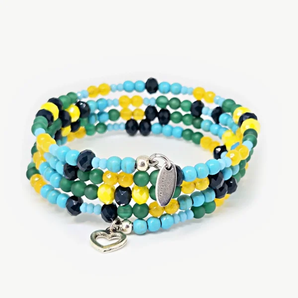 Turquoise nephrite and agate spiral bracelet by Mika, Tbilisi