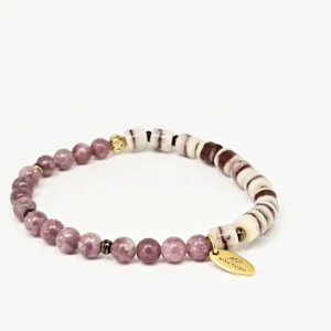 Zebra jasper and lepidolite bracelet detail photo by Mika, Tbilisi