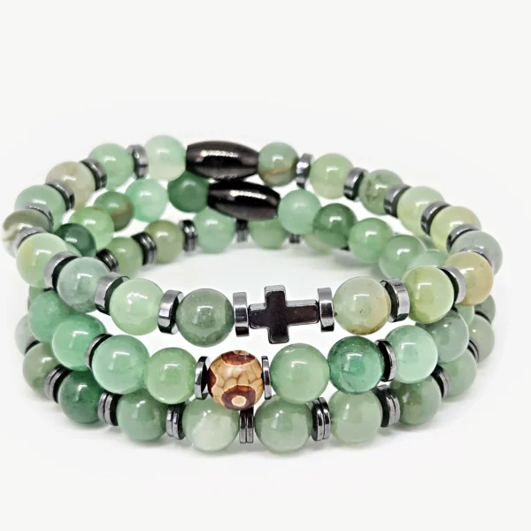 Aventurine & Hematite — Natural Stone Bracelet Set, Mika Parker