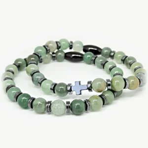 Aventurine & Hematite — Natural Stone Bracelet Set, Mika Parker