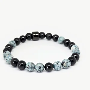 Black Onyx, Blue Jasper — Men's Natural Stone Bracelet, Mika Parker