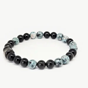 Black Onyx, Blue Jasper — Men's Natural Stone Bracelet, Mika Parker