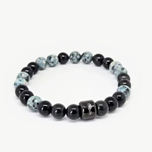 Black Onyx, Blue Jasper — Men's Natural Stone Bracelet, Mika Parker