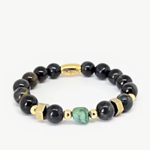Black Tiger Eye, Green Agate — Women's Natural Stone Bracelet, Mika Parker