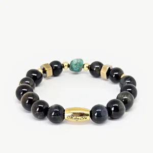 Black Tiger Eye, Green Agate — Women's Natural Stone Bracelet, Mika Parker