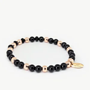 Black Tourmaline, Rondelle Black Beads — Women's Natural Stone Bracelet, Mika Parker