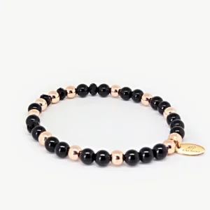 Black Tourmaline, Rondelle Black Beads — Women's Natural Stone Bracelet, Mika Parker