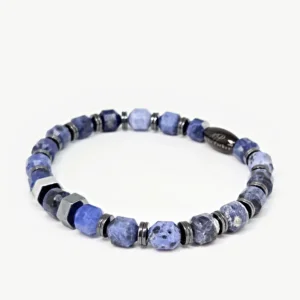 Blue Sodalite, Hematite — handmade gemstone bracelet by Mika, Tbilisi