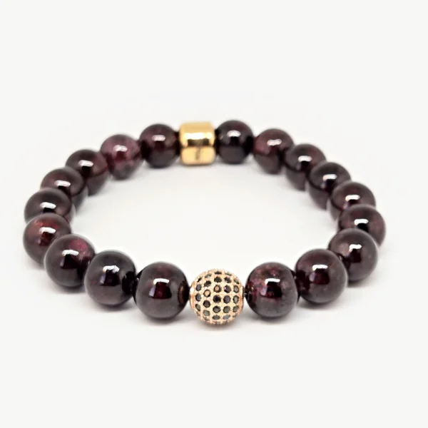 Garnet Bracelet black cubic Zirconia — handmade gemstone bracelet by Mika, Tbilisi