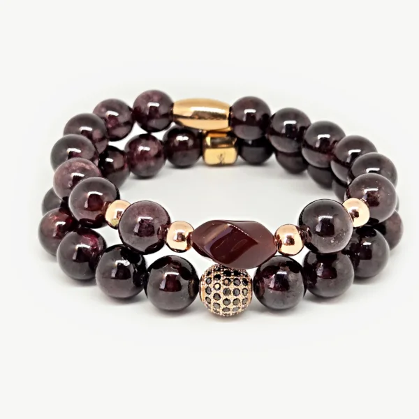Garnet — Natural Stone Bracelet Set, Mika Parker