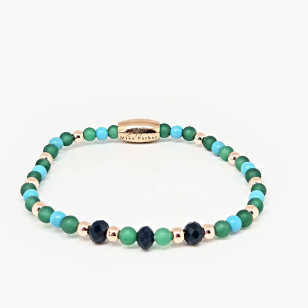 Green & Blue — handmade gemstone bracelet by Mika, Tbilisi