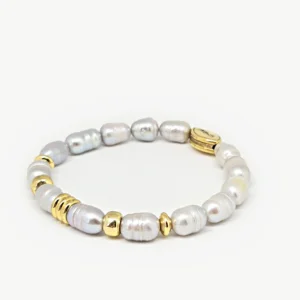 Grey  Freshwater Pearl — handmade gemstone bracelet by Mika, Tbilisi