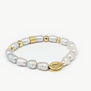 Grey  Freshwater Pearl — handmade gemstone bracelet by Mika, Tbilisi