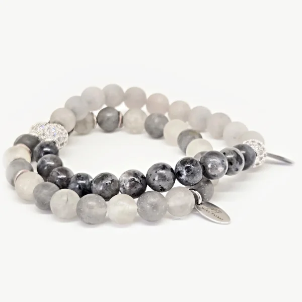 Grey Quartz — Natural Stone Bracelet Set, Mika Parker