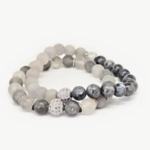 Grey Quartz — Natural Stone Bracelet Set, Mika Parker