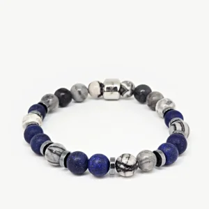 Jasper, Lapis Lazuli, Hematite — handmade gemstone bracelet by Mika, Tbilisi