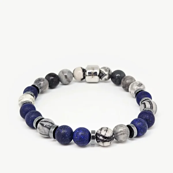 Jasper, Lapis Lazuli, Hematite — handmade gemstone bracelet by Mika, Tbilisi