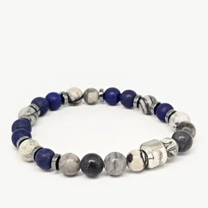 Jasper, Lapis Lazuli, Hematite — handmade gemstone bracelet by Mika, Tbilisi