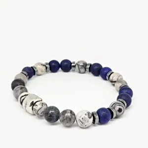 Jasper, Lapis Lazuli, Hematite — handmade gemstone bracelet by Mika, Tbilisi