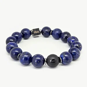 Lapis Lazuli, Black Matte Onyx — Men's Natural Stone Bracelet, Mika Parker