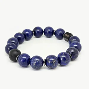 Lapis Lazuli, Black Matte Onyx — Men's Natural Stone Bracelet, Mika Parker
