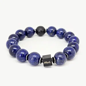 Lapis Lazuli, Black Matte Onyx — Men's Natural Stone Bracelet, Mika Parker