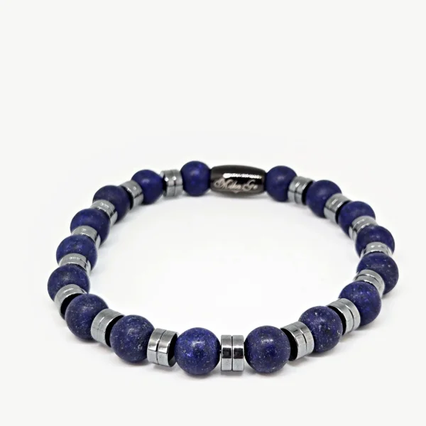 Lapis Lazuli with Hematite 2 — handmade gemstone bracelet by Mika, Tbilisi