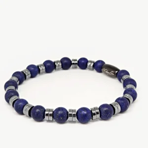 Lapis Lazuli with Hematite 2 — handmade gemstone bracelet by Mika, Tbilisi