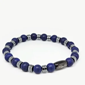 Lapis Lazuli with Hematite 2 — handmade gemstone bracelet by Mika, Tbilisi