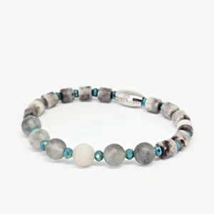 Matte Grey Quartz, Jasper — Women's Natural Stone Bracelet, Mika Parker