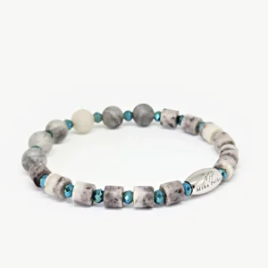 Matte Grey Quartz, Jasper — Women's Natural Stone Bracelet, Mika Parker