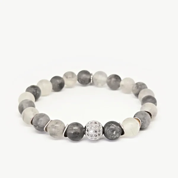 Matte Grey Quartz — Women's Natural Stone Bracelet, Mika Parker