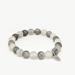 Matte Grey Quartz — Women's Natural Stone Bracelet, Mika Parker