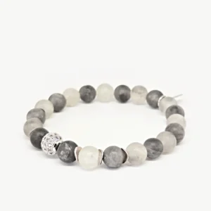 Matte Grey Quartz — Women's Natural Stone Bracelet, Mika Parker