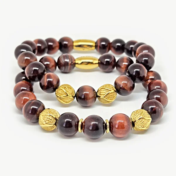 Red Tiger Eye — Natural Stone Bracelet Set, Mika Parker