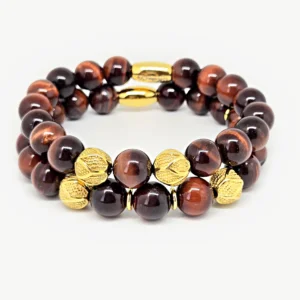 Red Tiger Eye — Natural Stone Bracelet Set, Mika Parker
