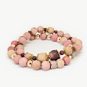 Rhodochrosite — Natural Stone Bracelet Set, Mika Parker