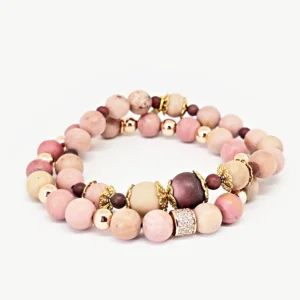 Rhodochrosite — Natural Stone Bracelet Set, Mika Parker