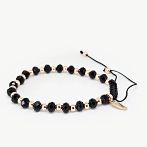 Black Rondelle Beads — Women's Natural Stone Bracelet, Mika Parker
